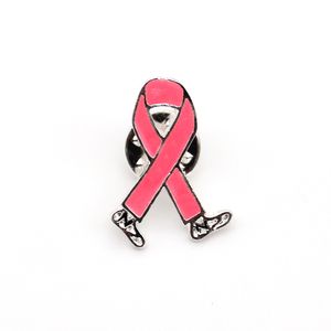 10 uds/lote broches de moda cinta rosa concienciación sobre el cáncer de mama esmalte alfileres de mariposa médica para accesorios de enfermera