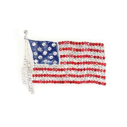 10 Unids / lote Diseño de Moda Broche de Bandera Americana Crystal Rhinestone 4 de Julio Pines Patrióticos de EE. UU. Para Decoración de Regalo 194s