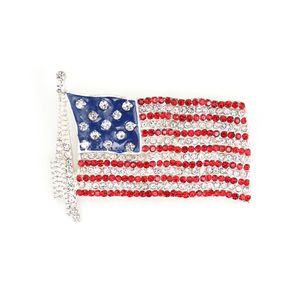 10 stks/partij Fashion Design Amerikaanse Vlag Broche Crystal Rhinestone 4th of July USA Patriottische Pins Voor Gift/Decoratie