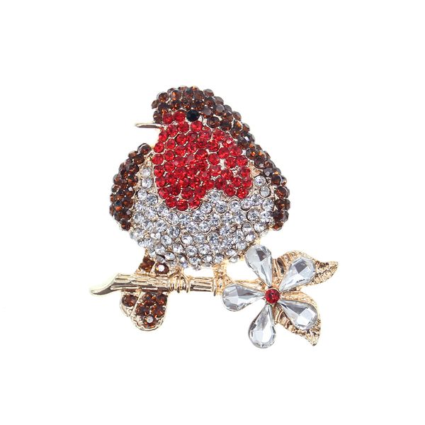 10 Pcs/Lot mode bijoux broches Animal rouge strass noël oiseau broche broche pour décoration/cadeau