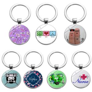 10 PCS/Lot Fashion Key Rings Custom Glass Medical Design Hospital Keychain voor verpleegkundige arts -accessoires