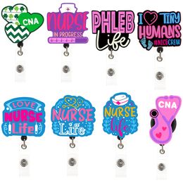 10 pièces/lot porte-clés de mode infirmière vie CNA accessoires rétractable Badge médical bobine infirmières médecins ID porte-carte de nom pour travailleur de la santé