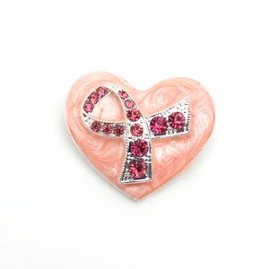 10 unids/lote broches de diamantes de imitación esmaltados de color rosa a la moda en forma de corazón con cinta para concientización sobre el cáncer de mama pines médicos para accesorios de enfermera