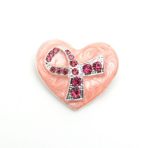 10 Pcs/Lot mode rose émail strass broches forme de coeur avec ruban sensibilisation au Cancer du sein broches médicales pour accessoires d'infirmière