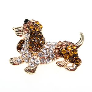 10 pc's/veel heet verkopende broche fancy crystal Rhinestone email Anamel Animal Basset Hound hondenspelden voor vrouwen mannen dame cadeau