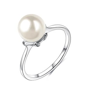 10 pcs / lot luckyshine marque de mode perle anneau simple platine chic plaqué pour les femmes anneaux de mariage
