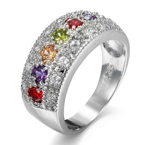 10 pc's veel geluksschijnmode voor dames sieraden vintage kubieke zirkonia dames verloving trouwring regenboog ring sieraden278v