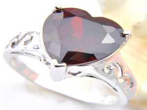 10 stuks veel luckyshine vakantiecadeau sieraden hartvormige rode zirconia edelstenen 925 zilver voor vrouwen trouwringen maat 7 8 9 new1292355