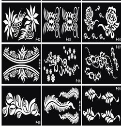 10 pcs / lot Mehndi indien tatouage au henné pochoir réutilisable Tatoo modèle tatouages professionnels pour la peinture à la main bride309Z6645858