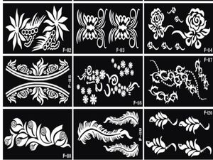 10 pcs / lot Mehndi indien tatouage au henné pochoir réutilisable Tatoo modèle tatouages professionnels pour la peinture à la main bride309Z8069966