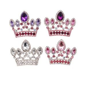 10 Pcs/Lot vente en gros bijoux de mode broches plusieurs couleurs strass couronne broche broche pour décoration/cadeau