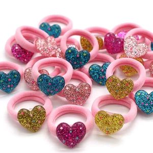 10 stks / set liefde hart bloem prinses hoofddeksels hoofdtooi kinderen touwen meisjes hairclips accessoires kinderen elastische haarbanden groothandel