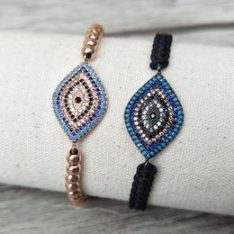 10 stks Micro Pave CZ Turkse stijl Evil Eye Connector Charm Kralen Armband Gevlochten Macrame Handcraft Sieraden Xmas Gift BG133