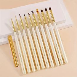 10 PCS NAIL Decoration Kits Nail Art Brush Soft Bordtel Multifunctionele Nail Art Tool Painting Pen Acryl Gel Poolse Borstel Nagelbenodigdheden