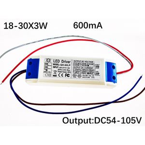 10pcs NOUVEAU NOUVEAU Pilote DC 54-105V 600MA AC 85 ~ 277V Adaptateur de lampe pour l'alimentation d'éclairage