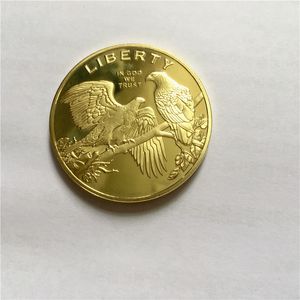 Badge Animal américain aigle chauve Non magnétique, 10 pièces, plaqué or véritable 24K, 40 Mm, 1 Oz, pièce de monnaie de décoration pour la maison