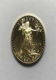 10 PCS Non Magnetic Dom Eagle 2012 Badge Gold vergulde 326 mm Herdenkingsbeeld Amerikaans Statue Liberty Drop Acceptable CO288E5406079