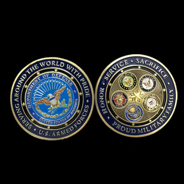 10 pcs Non magnétique L'insigne militaire USA 50 mm grande taille pièce souvenir colorée plaqué or médaille de l'armée de l'air décoration pièce de collection
