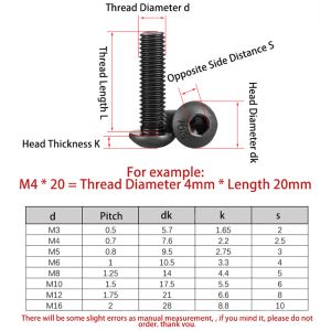 10 pc's per partij m2 m2,5 m3 m4 m5 m6 graad 10.9 Legering stalen schroeven hexbusronde kop dop zwarte schroefmeubels bevestigingsbout