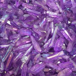 Cadeau de vacances 10 pièces violet Aura ange baguette Points clair Quartz naturel brut cristal brut guérison topaze lémurien graine prisme cluster charmes