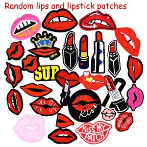 10 pièces bricolage aléatoire lèvres baiser dents patchs pour vêtements fer brodé baiser patch applique fer sur patchs accessoires de couture bad309v