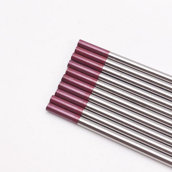 10 pièces baguette de soudage rouge 2% thorié 1.0mm 1.6mm 2.0mm 2.4mm 3.2mm 4.0mm WT20 TIG électrodes de tungstène