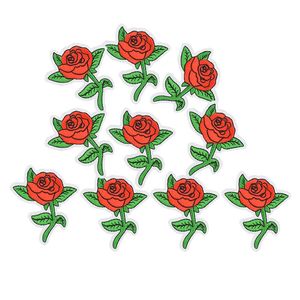 10 PCS rose bloem borduren patches voor kleding iron-on patch applique ijzer op mode patch naaien accessoires badge stickers 207a