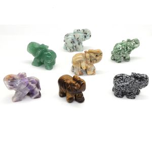 10 pcs / ensemble en vrac 1.5 Éléphant Statue Pierres naturelles sculpture figurine décoration intérieure de guéris