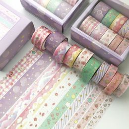 10 stks / set Kawaii Pink World Gold Decoratieve Plakband Masking Washi Tape DIY Scrapbooking Sticker Label Japanse briefpapier