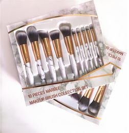 Juego de 10 Uds. De brochas de maquillaje de mármol, colorete en polvo, delineador de ojos, resaltador, corrector, base de contorno, juego de brochas de maquillaje 102833924