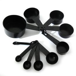 10 pièces / ensemble cuillère à mesurer en plastique cuillère à grains de café cuillères à mesurer le lait en poudre de noyer noir cuillères multifonctions outils de cuisine BH8174 FF