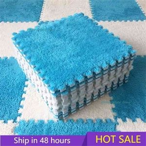 10 pièces doux en peluche tapis pour enfants bébé tapis de jeu bébé jouets Eva mousse Puzzle tapis dans la chambre des enfants garder au chaud tapis de jeu 30x30x1CM 210402