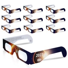 Lot de 10 lunettes pour éclipse solaire par la NASA, usine approuvée CE et certifiées ISO pour la qualité optique, offrant une visualisation sûre du soleil pendant l'éclipse solaire.