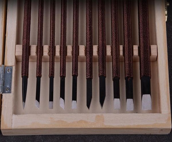 10 pcs Stone Scarving Chisel Tool Hand Stone Scarving Tools Couteaux Set3210636