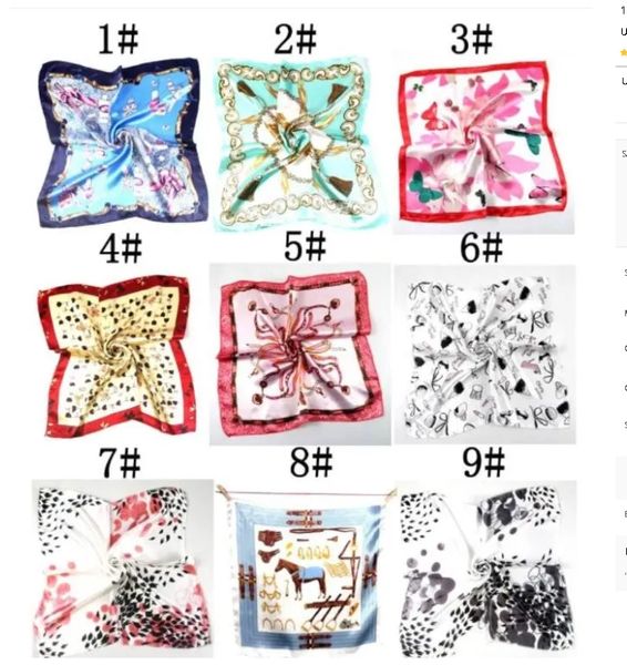 10 pcs foulards été automne et hiver, imitation féminine, polyvalent, petit carré professionnel, fabricants en gros, soie de Hangzhou, écharpe