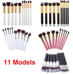 10 PCS Synthétique Kabuki Makeup Brush Set Nylon Hair Wood Gandoue Cosmetics Foundation Mélange Tool de maquillage Blush DHL 8916598