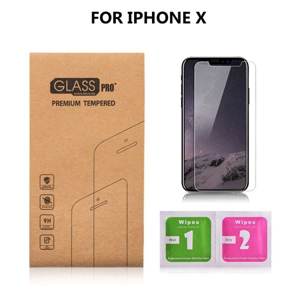 10 stks Gehard Glas Screen Protector voor iPhone X met Verpakking met Screen Cleaning Kit Doekjes voor iPhone X 8 7 6 Plus