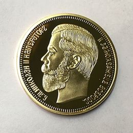 10 stks De gloednieuwe 1901 Nicolaas II van Rusland herdenkingsmunten 24 K echt vergulde 40 mm souvenir munt312I