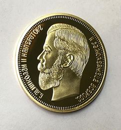 10 PCS Le tout nouveau 1901 Nicholas II de Russie Coins commémoratif 24k Real Gold plaqué 40 mm Souvenir Coin9120013