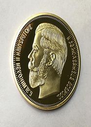 10 PCS De gloednieuwe 1901 Nicholas II van Rusland munten Herdenkingshelft 24K Real Gold Ploated 40 mm Souvenir Coin9327349