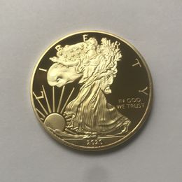 10 pcs l'insigne d'aigle dom plaqué or 24 carats 40 mm pièce commémorative statue américaine liberté souvenir goutte acceptable coins234j