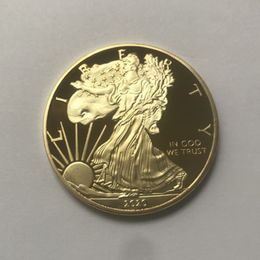 10 stuks de dom eagle badge 24k vergulde 40 mm herdenkingsmunt amerikaanse standbeeld vrijheid souvenir drop acceptabele munten324S