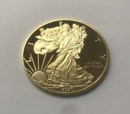 10 pcs L'insigne Dom Eagle 24k plaqué Gold 40 mm commémoratif Coin American Statue Liberty Souvenir Drop COINS ACCEPTABLE8664701