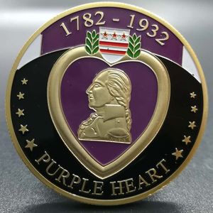 Badge cœur violet 1782 – 1932, 10 pièces, plaqué or, 40mm, souvenir, pièce de monnaie à collectionner, décoration de la maison