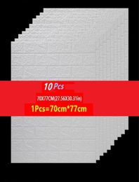 10 PCS Wall Autocollants PE mousse Selfadhesive Wallpaper Peel and Stick 3D Art Wall Panels For Living Room Bedroom Fond Mall Dec3364341