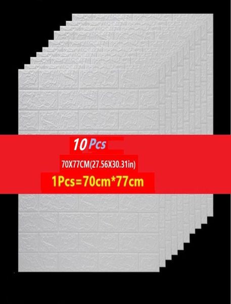 10 PCS Wall Autocollants PE mousse Selfadhesive Wallpaper Peel and Stick 3D Art Wall Panels For Living Room Bedroom Fond Mall Dec3364341