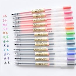 10 pcslot Creative 10Colors 0.5mm Color Ink s Marker Color sólido Cancillería Gel Pen Set 220722