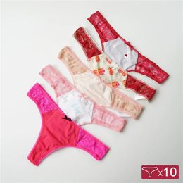 10 PCSLOT vs XL Voplidia Mujeres Brasas Sexy Thongs String T Back Rear for Woman Bewist-Wistsing Briefs Sensual Lingerie 231227