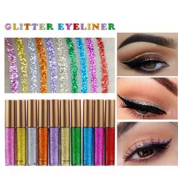 10 PCSSet Liquid Glitter Eyeliner lápices de lápiz de revestimiento de ojo brillante y duradero Líquidos de revestimiento de ojos de ojo de ojo