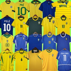 Maillot de football retro brésilien pele 1957 1970 1978 1985 1988 1992 1994 1998 2000 2004 2006 2010 2012 Brasil soccer Jersey brazil Ronaldo 57 70 85 88 92 94 98 00 02 04 10 12